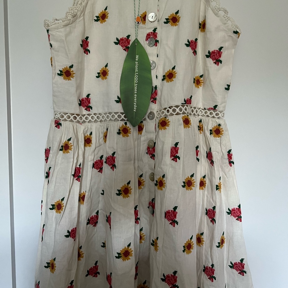 FARM Rio Cream Midi Dress with Pink and Yellow Floral Print - Picture 6 of 6